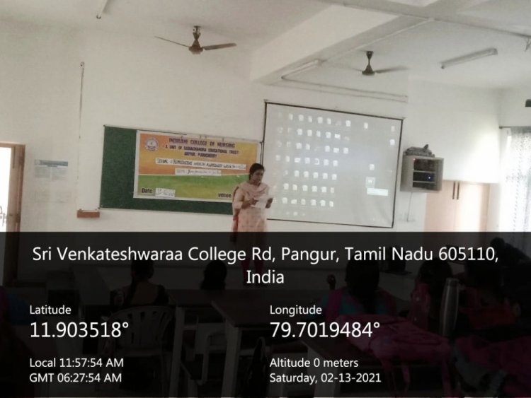 SEXAUL AND REPRODUCTIVE AWARENESS WEEK 2021 REPORT - Indirani College of Nursing, Ariyur, Puducherry