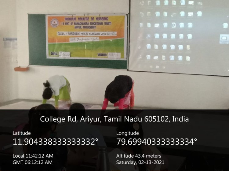 SEXAUL AND REPRODUCTIVE AWARENESS WEEK 2021 REPORT - Indirani College of Nursing, Ariyur, Puducherry