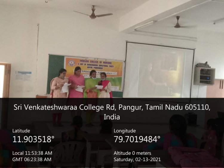 SEXAUL AND REPRODUCTIVE AWARENESS WEEK 2021 REPORT - Indirani College of Nursing, Ariyur, Puducherry