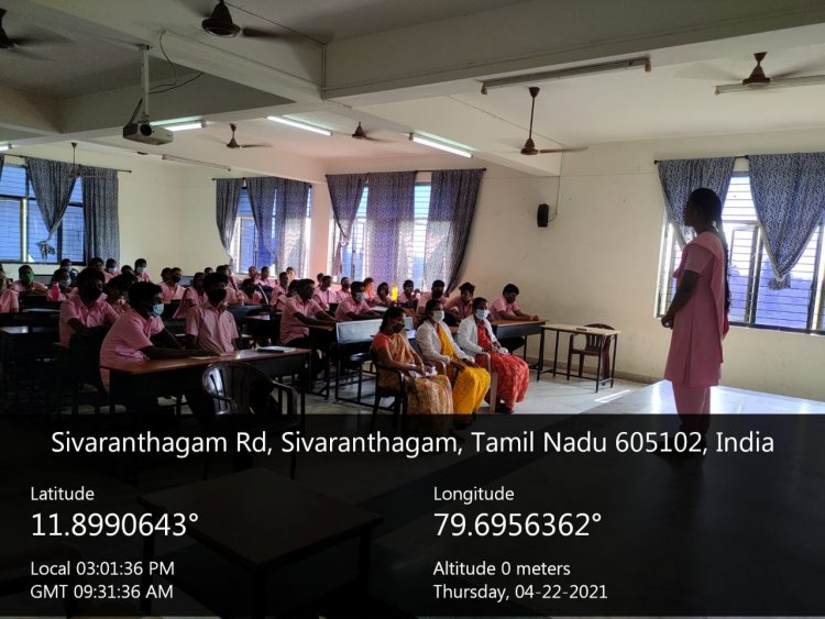 WORLD EARTH DAY 2021 - Indirani College of Nursing, Ariyur, Puducherry 605 102.