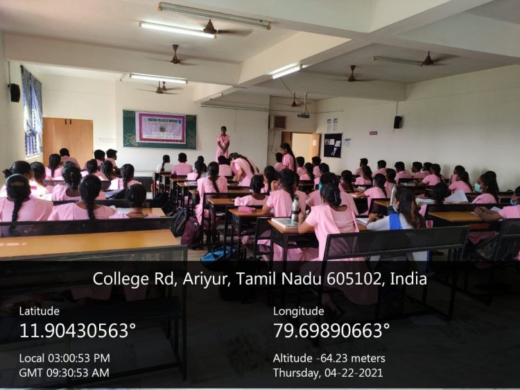 WORLD EARTH DAY 2021 - Indirani College of Nursing, Ariyur, Puducherry 605 102.