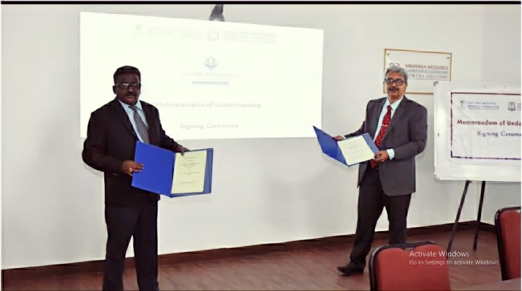 MoU signed SVDC & VMSDC - Sri Venkateshwaraa Dental College, Ariyur , Puducherry 605 102.