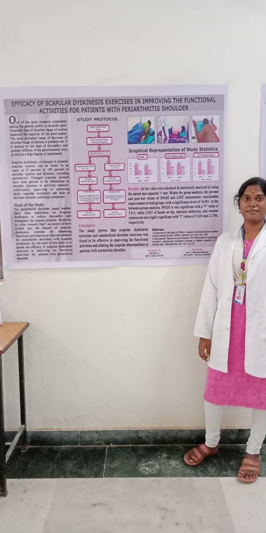 Best performance for the poster presentation in PG Category - Sri Venkateshwaraa College of Physiotherapy, Ariyur, Puducherry 