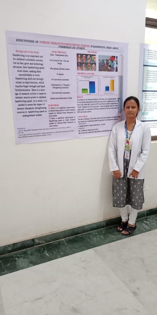 Best performance for the poster presentation in PG Category - Sri Venkateshwaraa College of Physiotherapy, Ariyur, Puducherry 