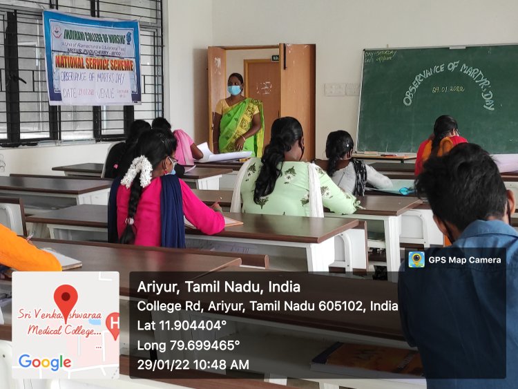 MARTYR’S DAY  - Indirani College of Nursing, Ariyur, Puducherry