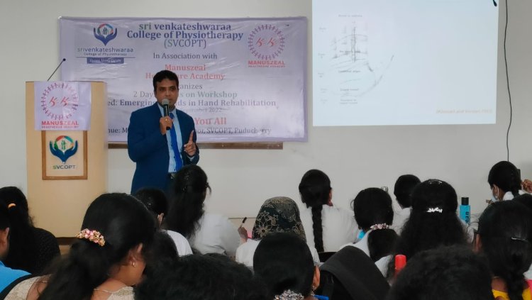 An interactive workshop on hand rehabilitation was held at Sri Venkateshwaraa College of Physiotherapy. Puducherry. 