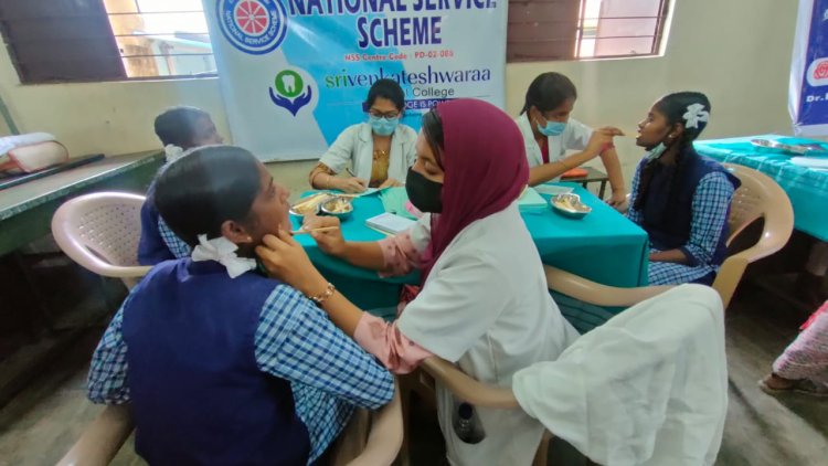 Department of public health Dentistry, Sri Venkateshwaraa Dental college in collaboration of National service scheme and Mooncity Rotary club conducted a dental camp