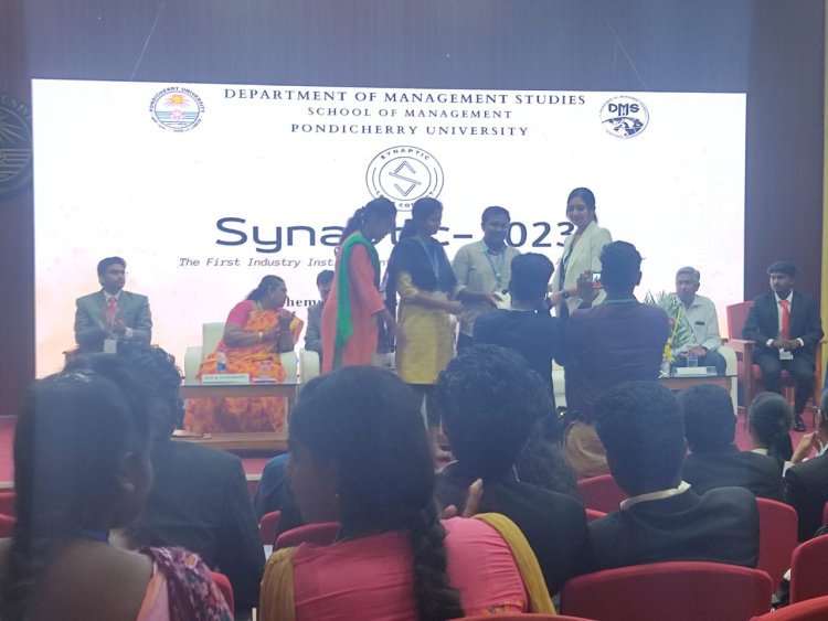 Our SVCET MBA Students have bagged many prizes at Pondicherry University SYNAPTIC 2023 conducted on 17,18th April 2023.