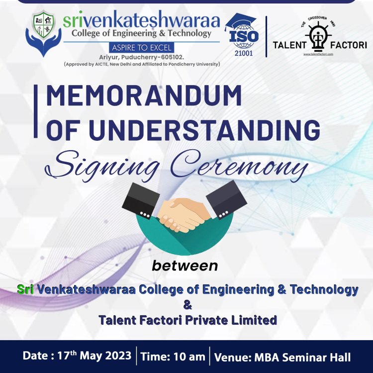 SVCET-Talent Factori Pvt Ltd, Chennai MOU on 17-5-2023