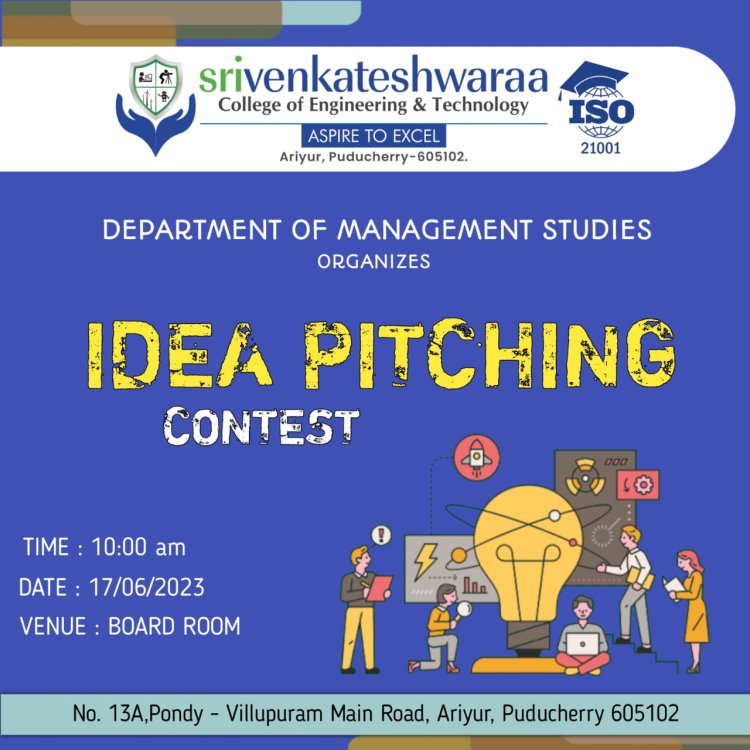 Department of Management Studies, SVCET, Ariyur has organised Idea pitching contest ( DOMS Activities)  for I MBA Students on 17th June 2023.