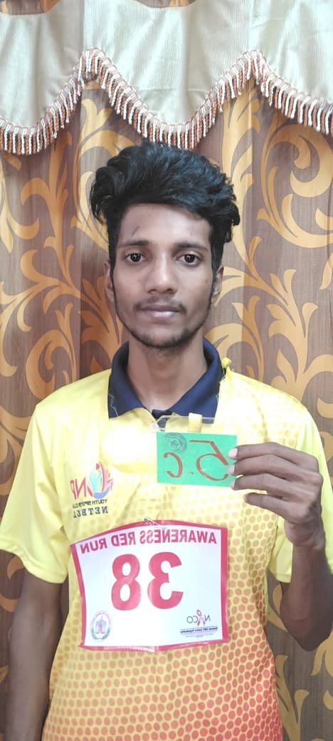 RRC RED RUN COMPETITION– MR. S. PRAVIN B. SC NURSING II YEAR – SELECTED FOR STATE MARATHON - Indirani College of Nursing, Ariyur, Puducherry