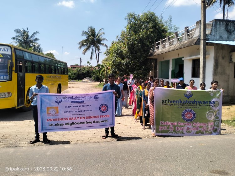 SVCET - DENGUE AWARENESS PROGRAMME DONE AT ERIPAKKAM VILLAGE ON 22-9-2023