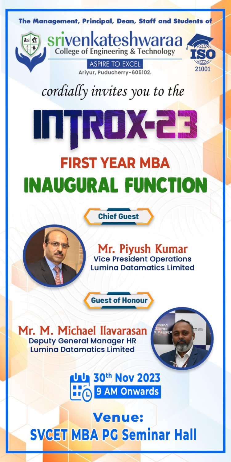 MBA II BATCH INAUGURATION HELD ON 30-11-2023 AT SVCET CAMPUS
