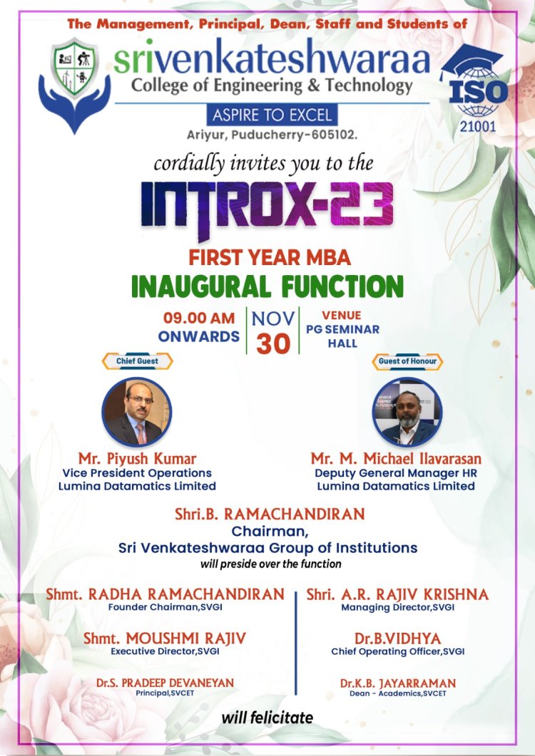 MBA II BATCH INAUGURATION HELD ON 30-11-2023 AT SVCET CAMPUS