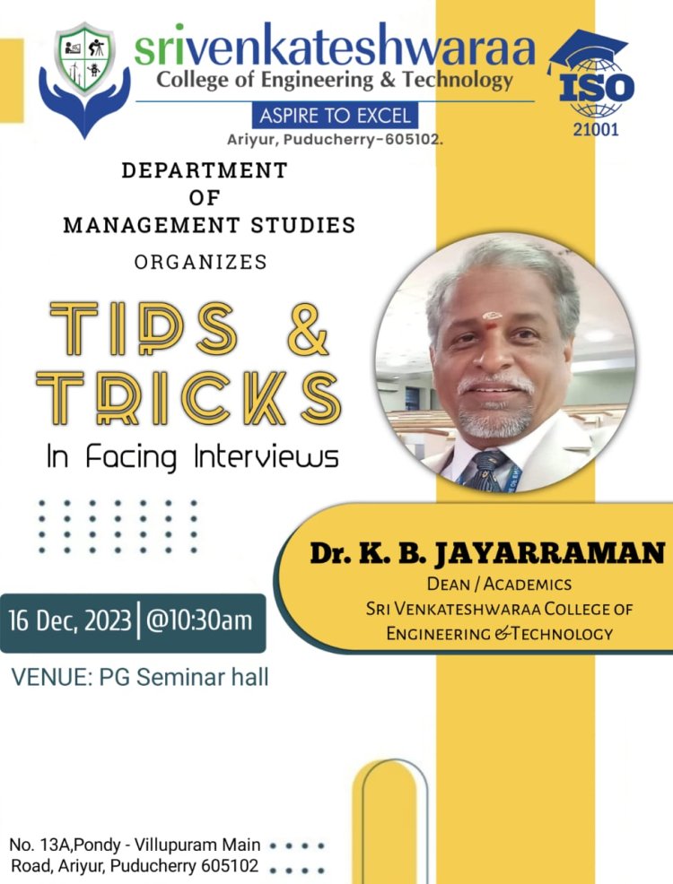 Tips and Tricks of attending Interviews Guest Lecture for II MBA Students 