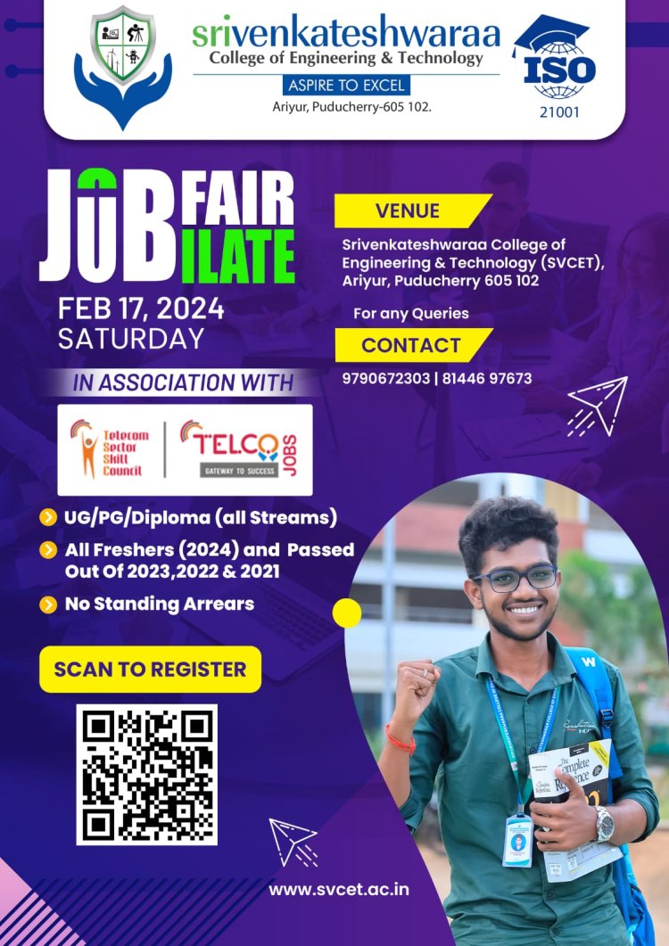 SVCET JOB FAIR - JUBILATE ON 17-2-2024 