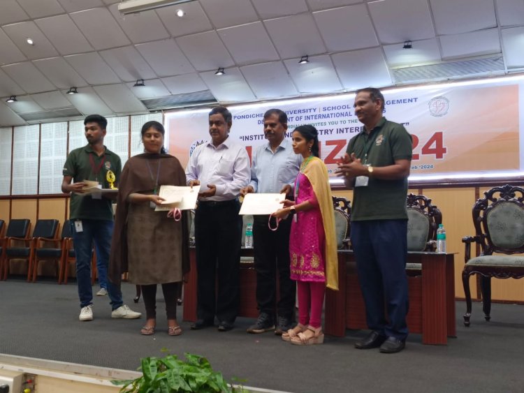 SVCET MBA CANDIDATES BAGGED PRIZES IN GLOBIZZ 2024 AT PONDICHERRY UNIVERSITY