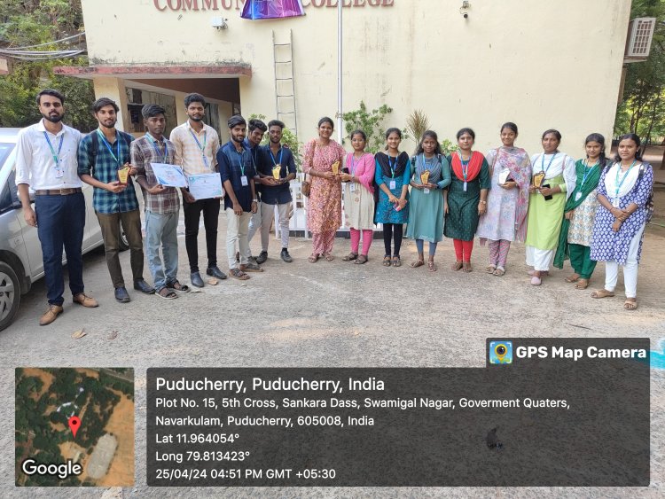 SVCET MBA DEPARTMENT PRIZE WINNERS AT PONDICHERRY UNIVERSITY COMMUNITY COLLEGE DURING APRIL 2024