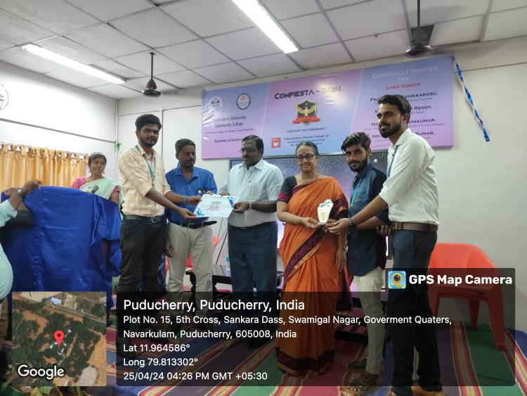 SVCET MBA DEPARTMENT PRIZE WINNERS AT PONDICHERRY UNIVERSITY COMMUNITY COLLEGE DURING APRIL 2024