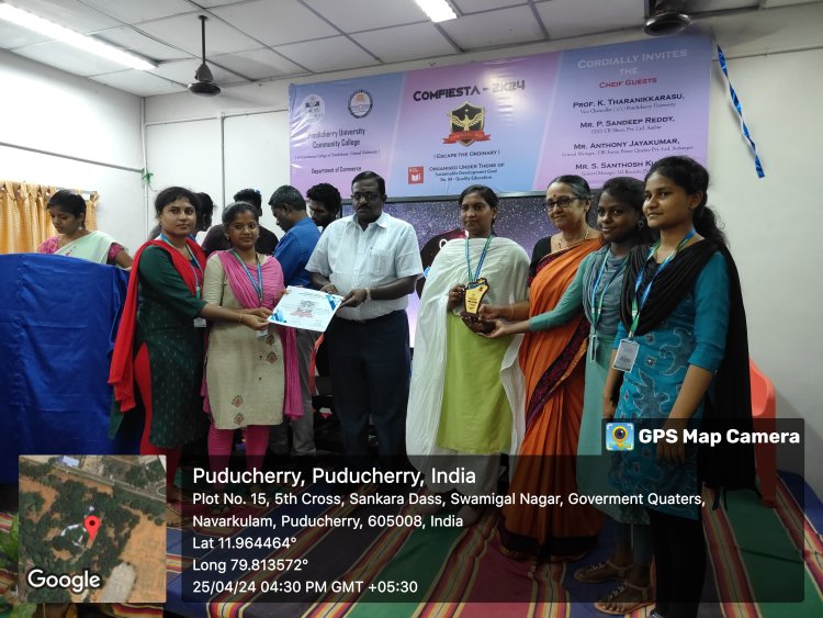 SVCET MBA DEPARTMENT PRIZE WINNERS AT PONDICHERRY UNIVERSITY COMMUNITY COLLEGE DURING APRIL 2024