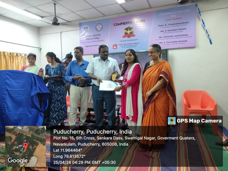 SVCET MBA DEPARTMENT PRIZE WINNERS AT PONDICHERRY UNIVERSITY COMMUNITY COLLEGE DURING APRIL 2024