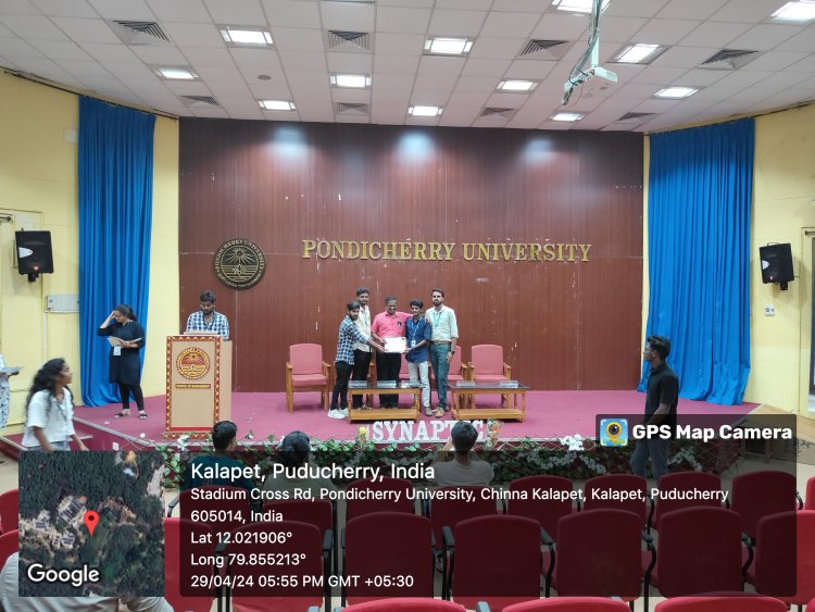 SVCET - MBA outstanding performance at the SYNAPTIC  at Pondicherry University on 29.04.2024