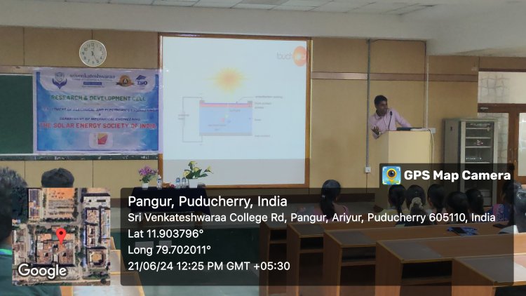 SVCET The Summer Solstice Session under the professional society The Solar Energy Society of India on 21st June 2024