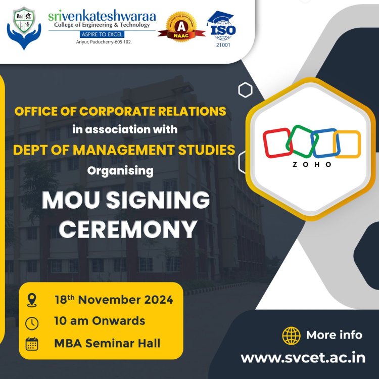 SVCET - ZOHO CORPORATION MOU SIGNING IN CEREMONY ON 18TH NOVEMBER 2024
