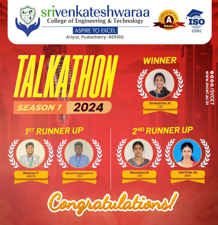 TALKATHON 2024  SEASON 1 for I YEAR SVCET STUDENTS 