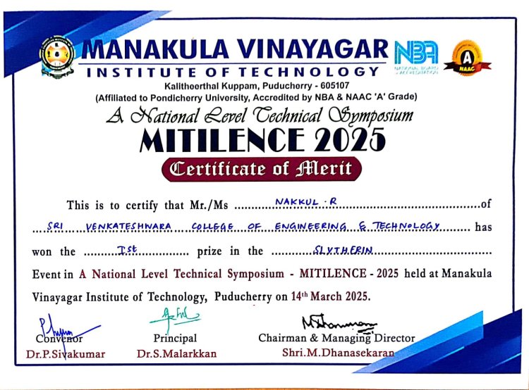 I year students participated in A National Level Technical Symposium MITILENCE 2025 organized by MVIT on 14 March 2025
