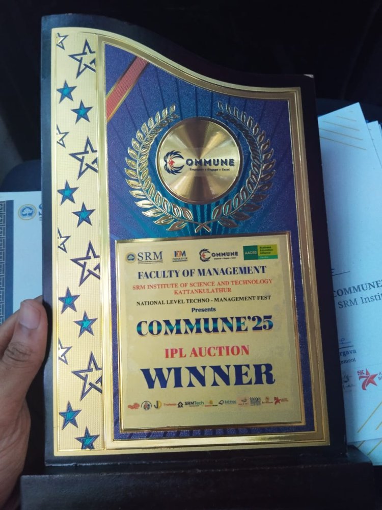 SVCET II YEAR MBA Students have bagged First place and cash prizes from SRM Institute of Science and Technology Kattankulathur