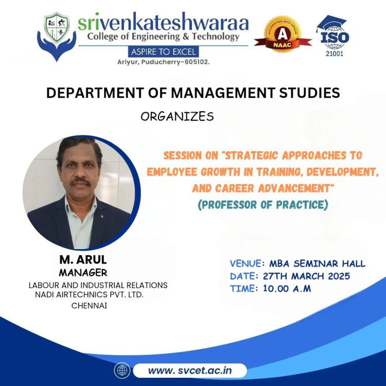 SVCET MBA Dept conducted PROFESSOR OF PRACTICE Session on 27th March 2025