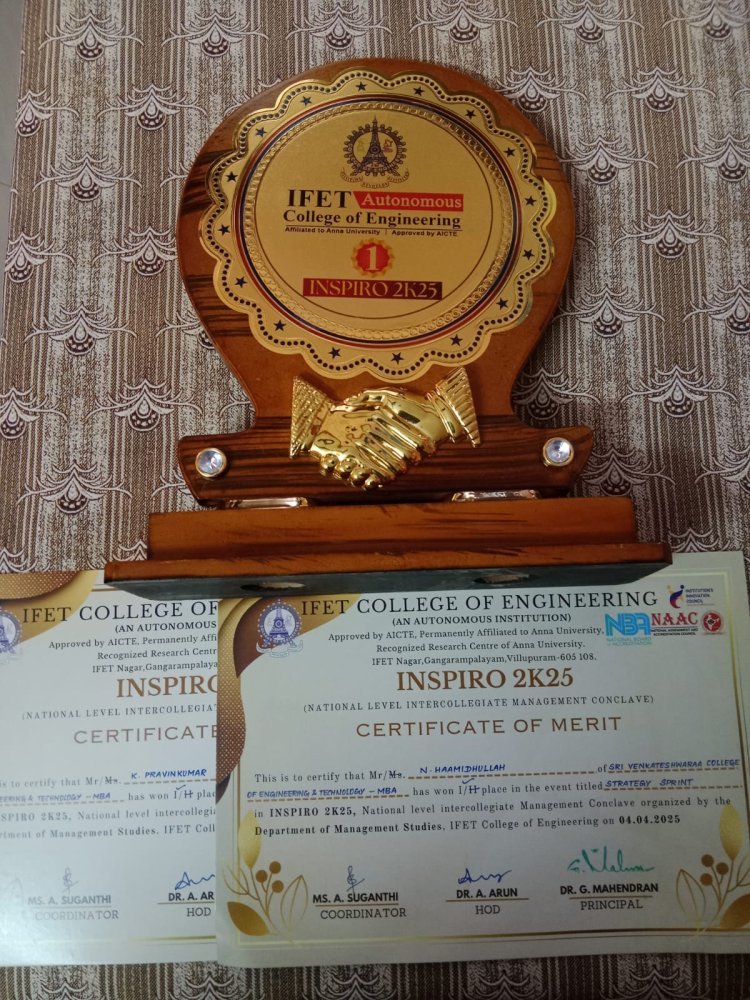 SVCET MBA Students have bagged First Place in the Strategy Sprint Business Quiz competition on 4th April 2025