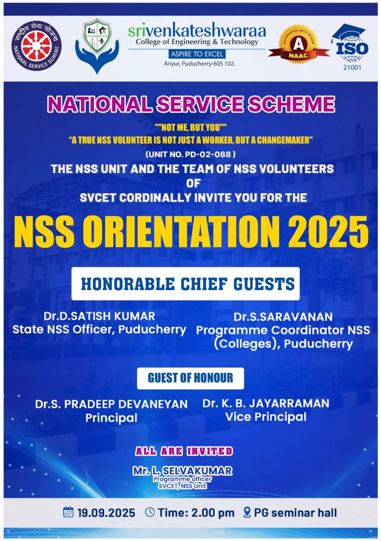 NSS Orientation Programme conducted on 19-9-2025 at SVCET