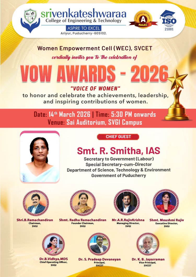 SVCET conducted VOICE OF WOMEN GOLDEN EDUCATOR AWARD CEREMONY ON 14TH MARCH 2026