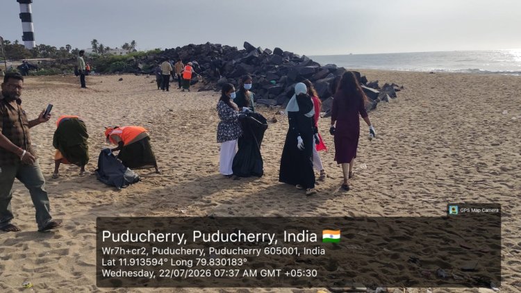 Beach Clean Up Drive was successfully organized by the NSS UNIT OF SVCET and Plan Foundation on 22nd July 2026 at Pondy Marina Beach