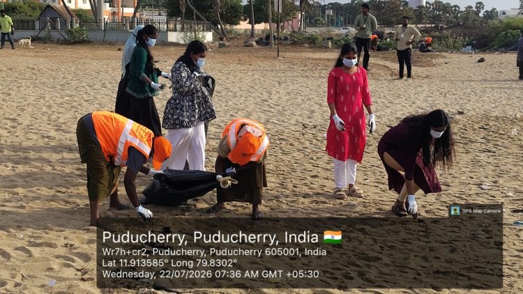 Beach Clean Up Drive was successfully organized by the NSS UNIT OF SVCET and Plan Foundation on 22nd July 2026 at Pondy Marina Beach